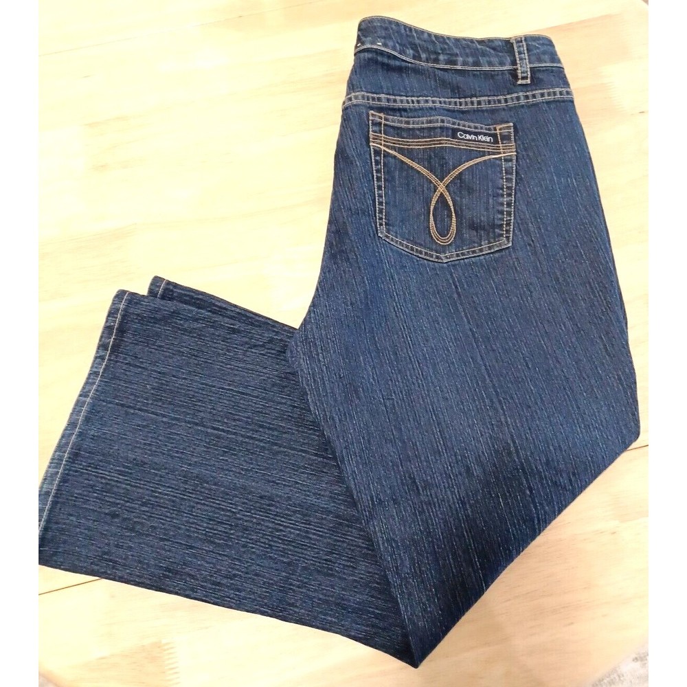 Calvin Klein Women's Flare Leg Jeans Size 18W/30 Blue High Rise